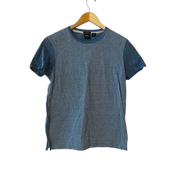 Hugo Boss Tops - Hugo Boss Slim Fit Cotton Linen Short Sleeve Crew Neck Tee Size M Medium Blue